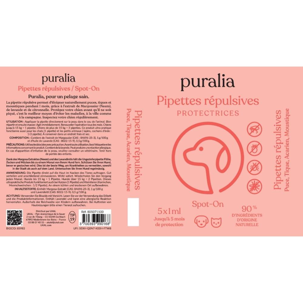 5 pipettes répulsives Spot-on 1 ml PURALIA - Image 3