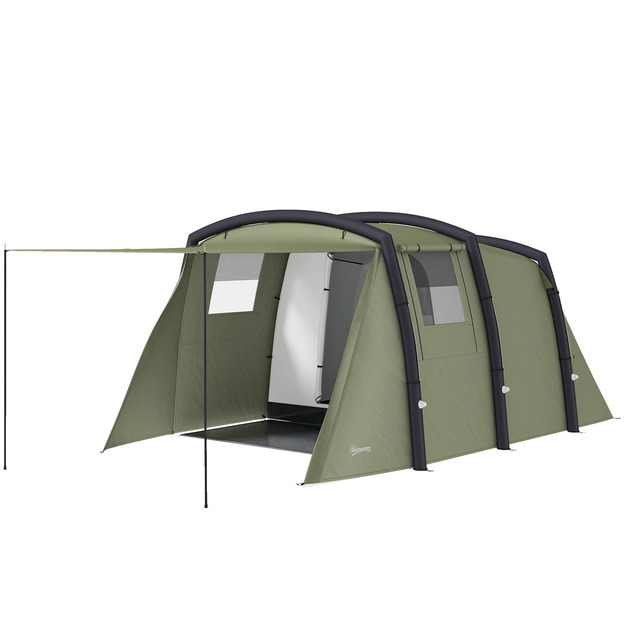 ComfortXL - Tente tunnel gonflable polyester pour 6 personnes imperméable anti-UV vert olive - ComfortXL Outdoor Living - Image 2