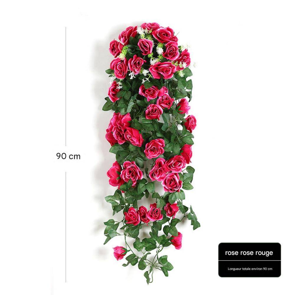 Décoration Murale Roses Artificielles Rouge Rosé avec Panier Bambou - Style Rustique pour Intérieur et Mariage - Lytech - Image 2