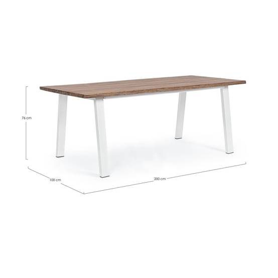 Autre - Table de jardin rectangulaire en bois et métal L200 8 personnes - OLERON - Image 7