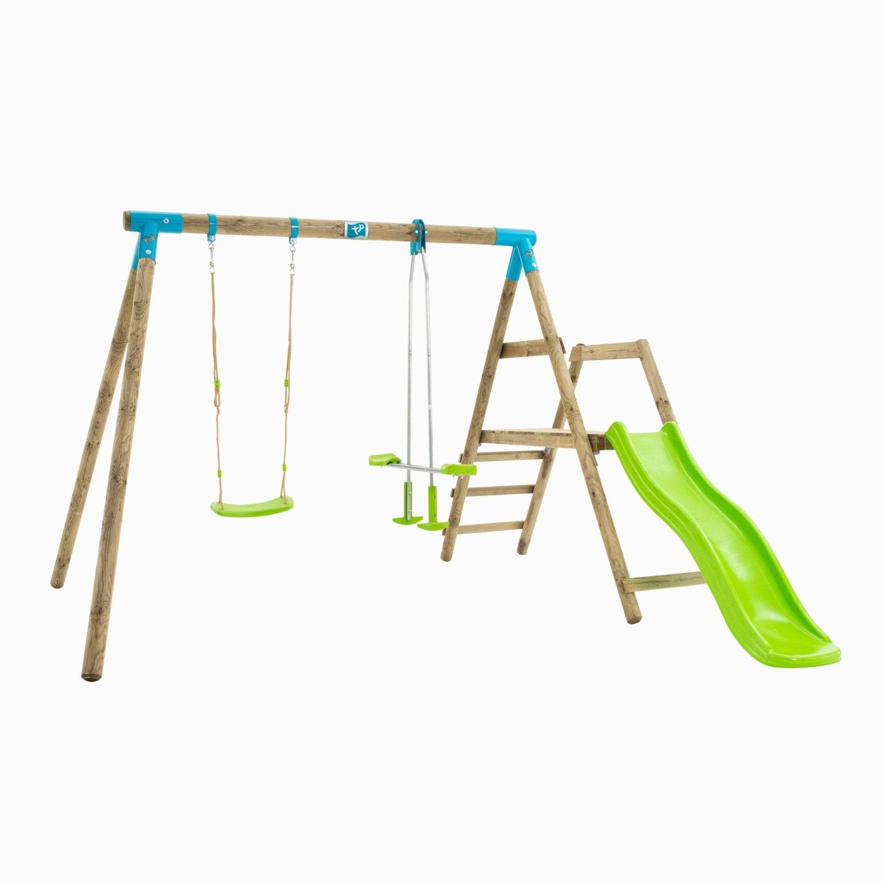 Tp Toys - Station PALMIER balançoire - vis-à-vis - toboggan - kit d'ancrage - bois FSC® h209 cm - Image 1