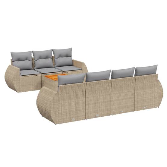 Salon de Jardin 8 Places Résine Tressée et Table Acacia Modulable avec Coffres de Rangement Terrasse Beige – ComfortXL Outdoor Living - Image 2
