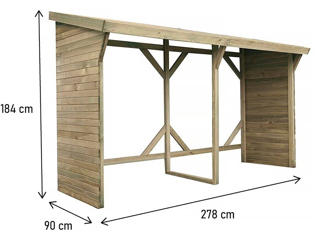 Abri Bûches - 2.5 M² - 2.78 X 0.90 X 1.85 M- 5 Stères -habitat Et Jardin - Image 3