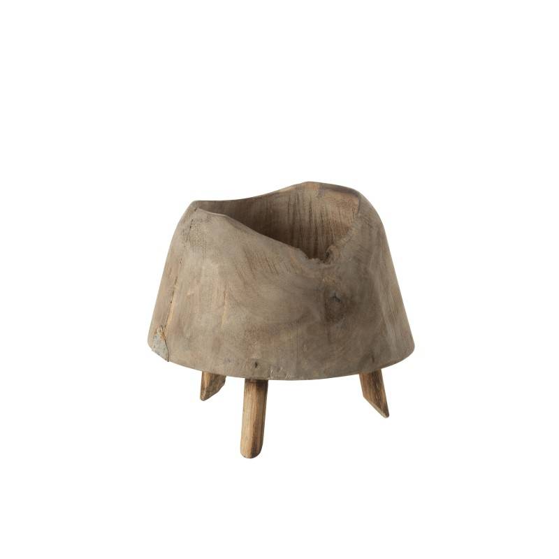 Cache-pot sur pieds en bois beige 17x17x17 cm - J-Line