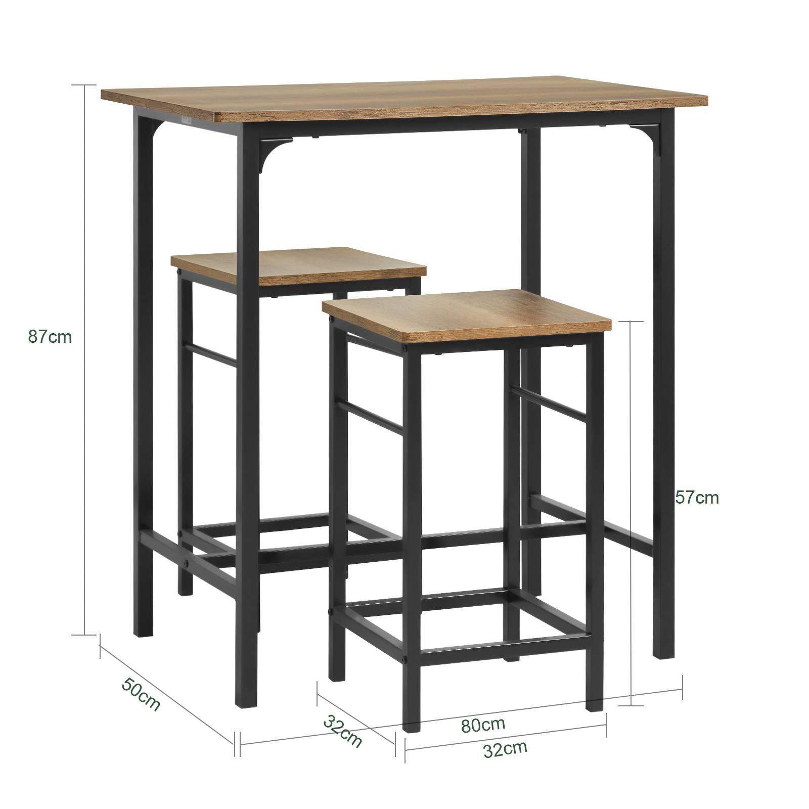 SoBuy Table et 2 Tabourets de Bar Bistrot, Table Haute Mange-Debout pour Cuisine, Salon, Balcon, Modèle OGT10-PF - Image 3