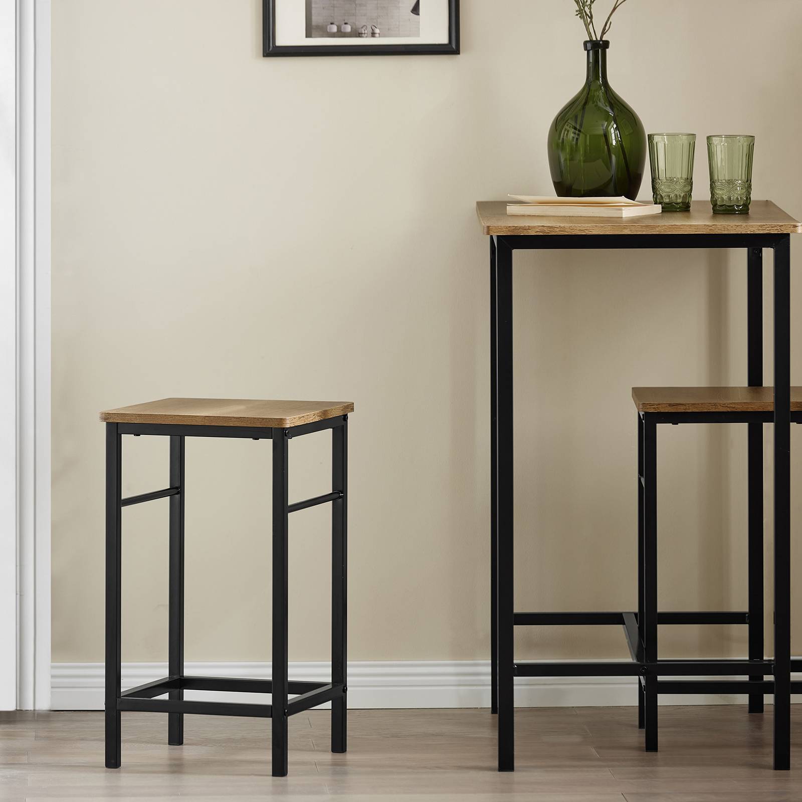 SoBuy Table et 2 Tabourets de Bar Bistrot, Table Haute Mange-Debout pour Cuisine, Salon, Balcon, Modèle OGT10-PF - Image 4