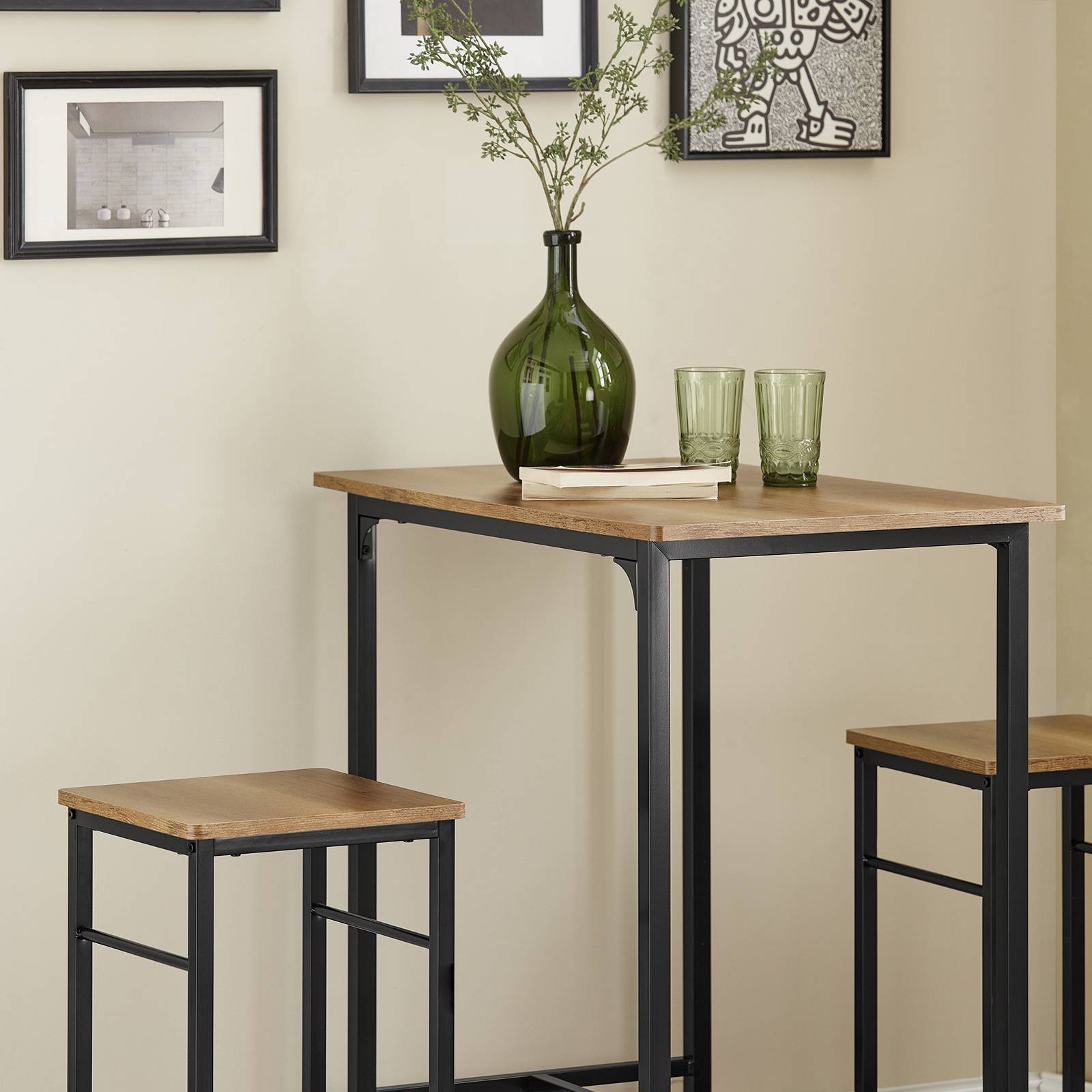 SoBuy Table et 2 Tabourets de Bar Bistrot, Table Haute Mange-Debout pour Cuisine, Salon, Balcon, Modèle OGT10-PF - Image 6