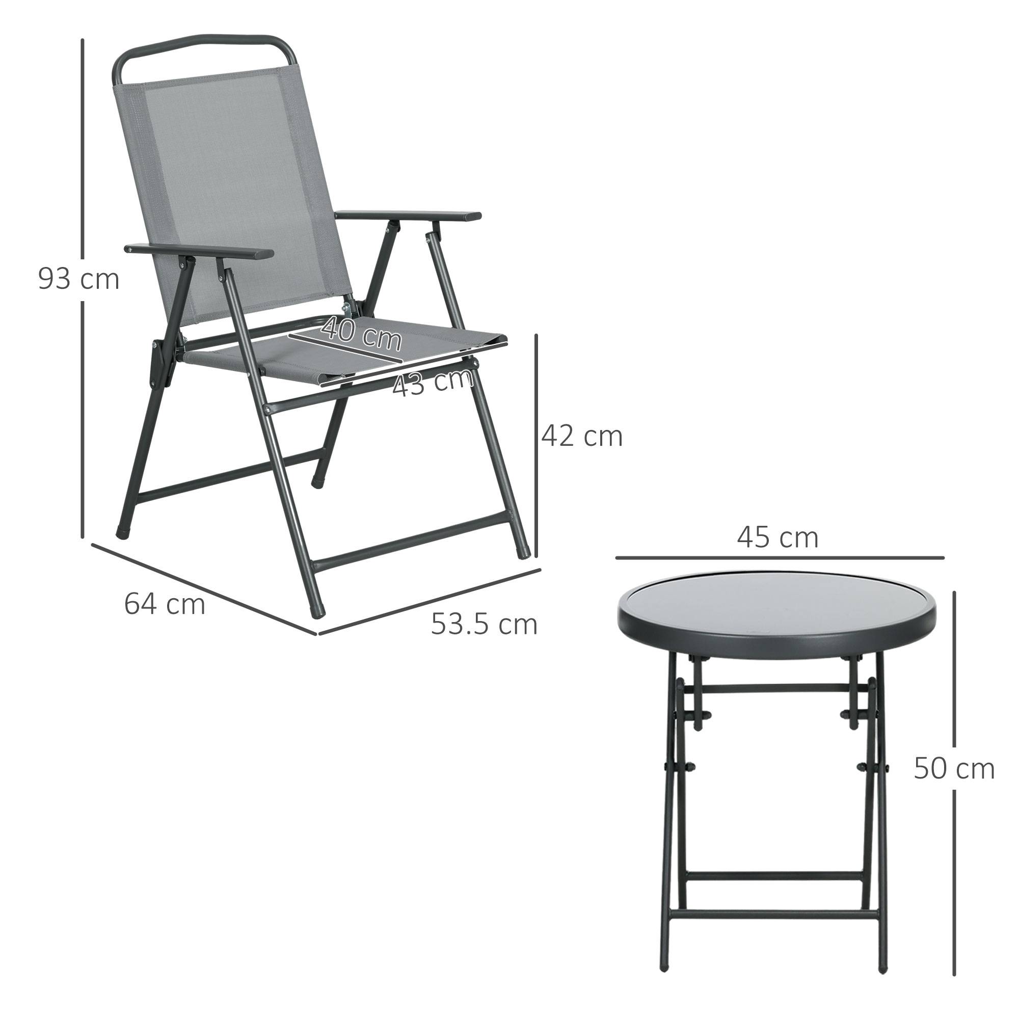 Ensemble jardin 3 pcs, 2 chaises 53,5x64x93 cm et table basse Ø45x50 cm métal gris clair - Image 5
