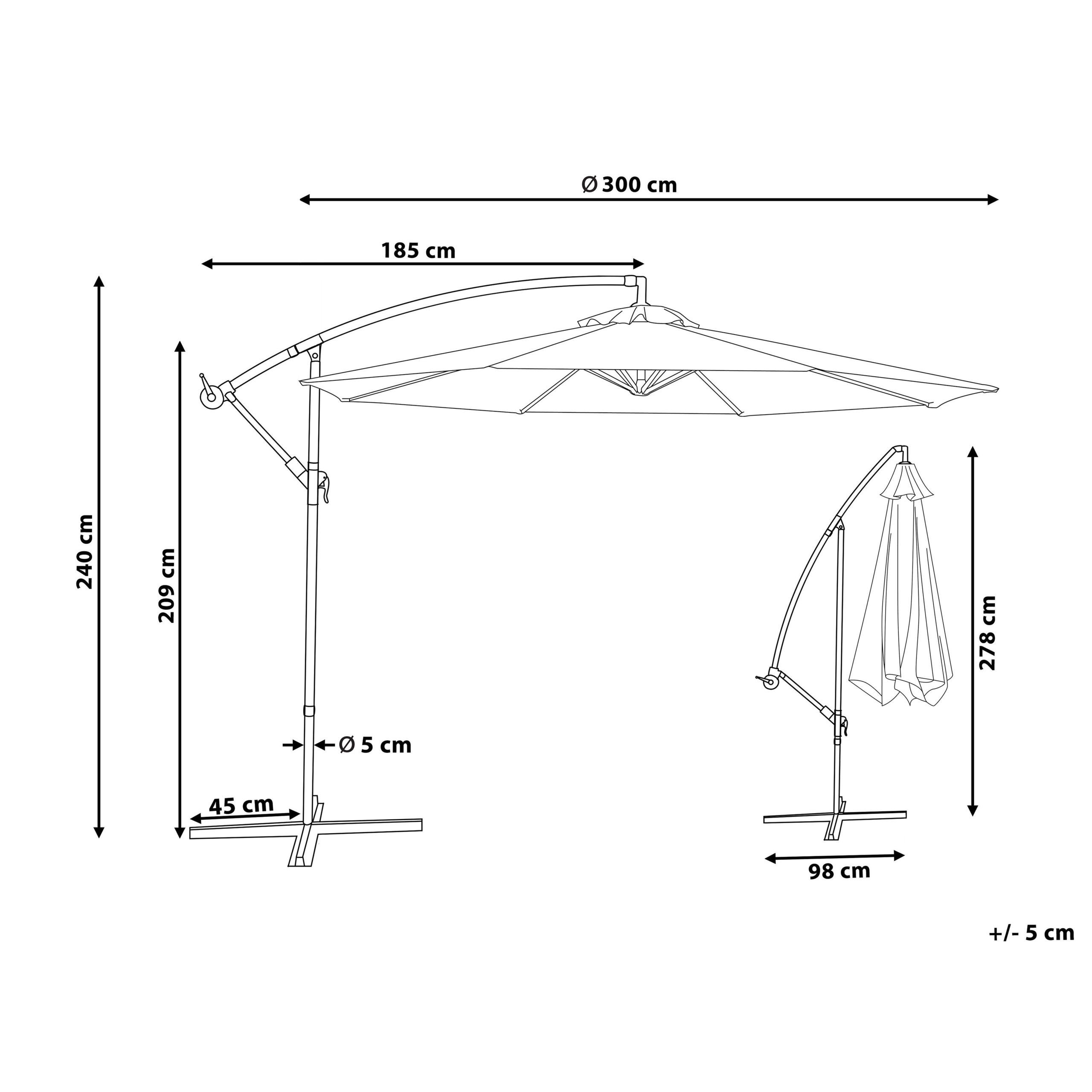 Beliani - Parasol déporté Tissu Gris foncé RAVENNA - Beliani - Image 3