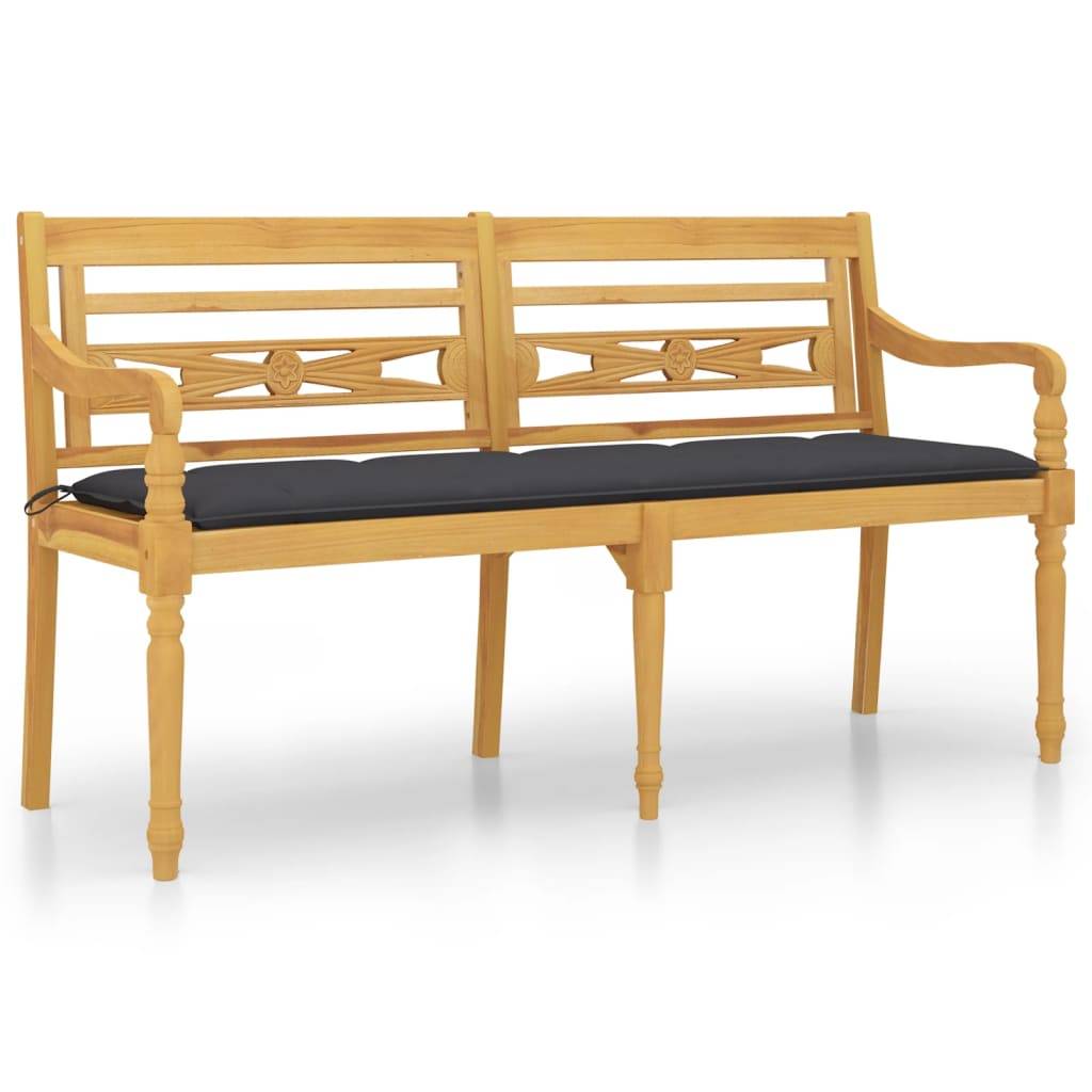ComfortXL - Banc de Jardin Batavia Teck Massif avec Coussin Épais 7cm Imperméable 150 cm Anthracite – ComfortXL Outdoor Living - Image 2