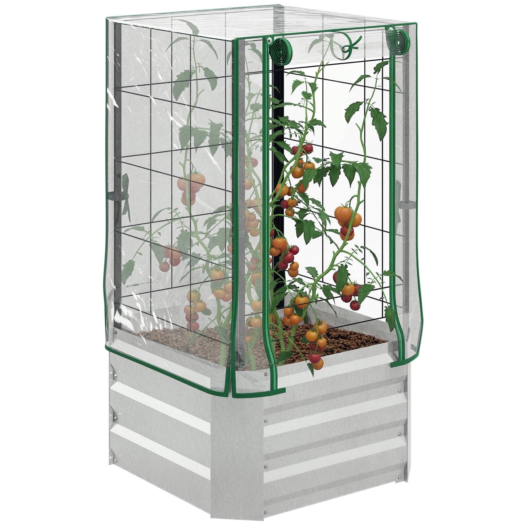 Sans Marque - Hochbeet Gewächshaus 3-tlg.-Set Rankgitter Kunststoffabdeckung 53x53x90 cm