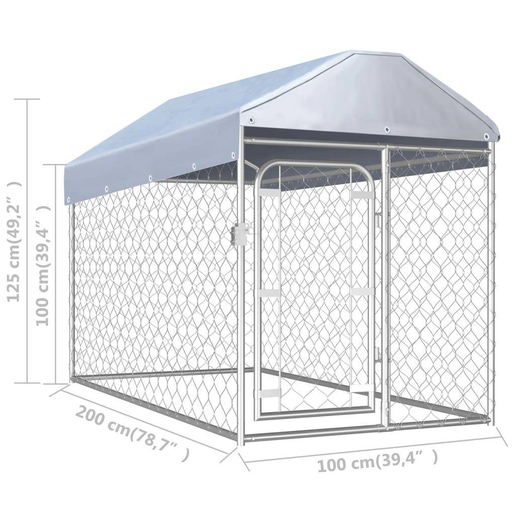 Helloshop26 - Chenil extérieur cage enclos parc animaux chien d'extérieur avec toit pour chiens 125 cm - Image 2