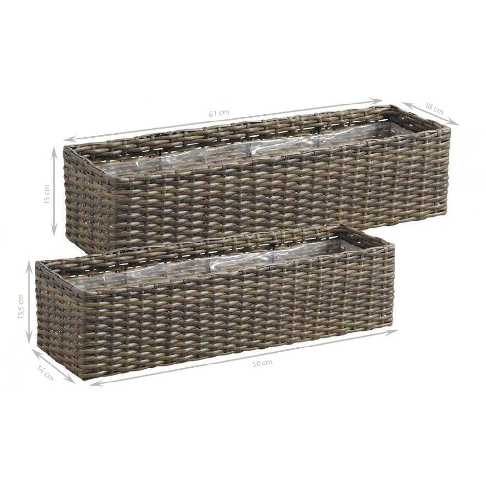 Aubry Gaspard - Jardinière rectangulaire en rotin synthétique (Lot de 2) - Image 3