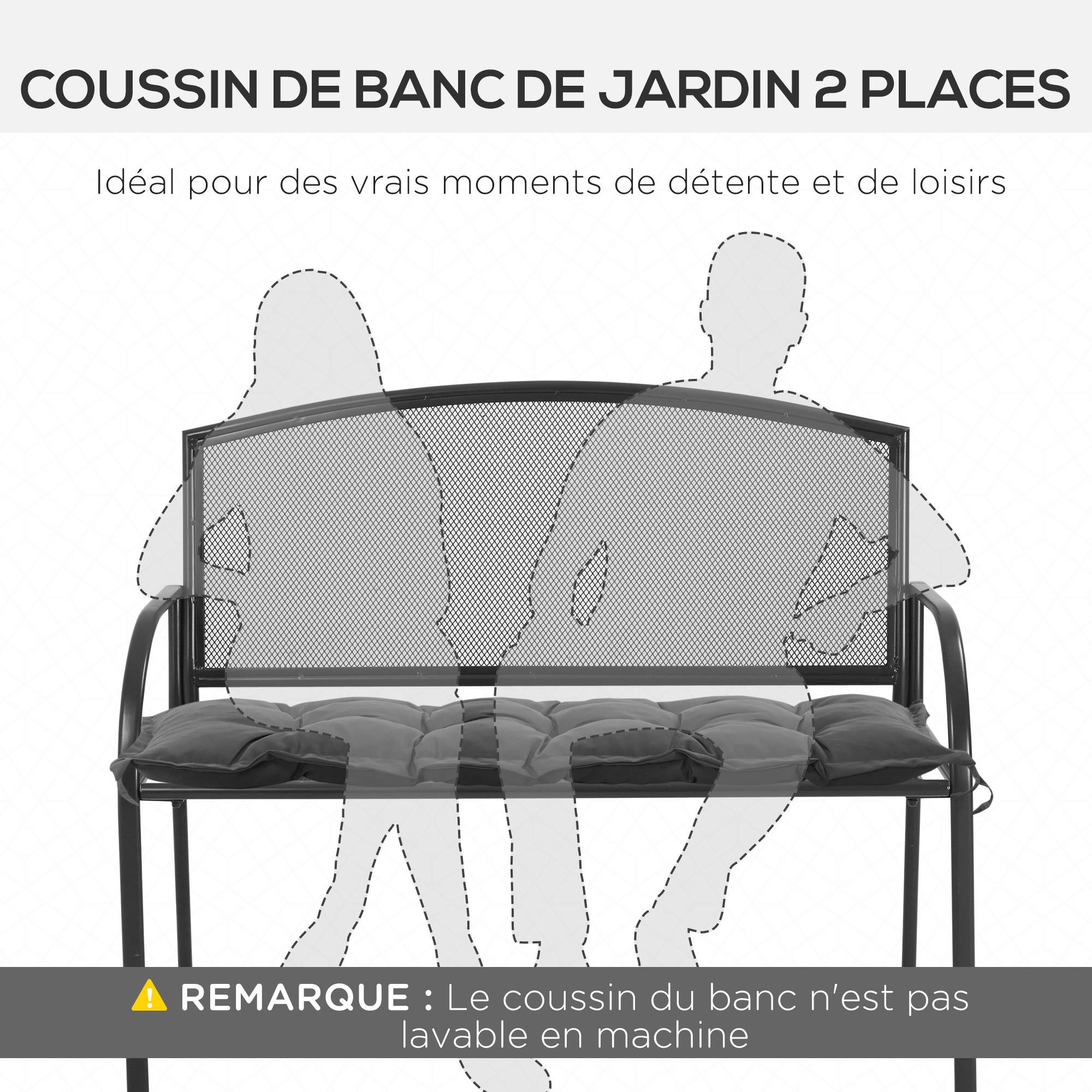 Outsunny - Coussin de banc de jardin 100x40cm rembourrage épais doux intérieur/extérieur gris foncé - Outsunny - Image 4