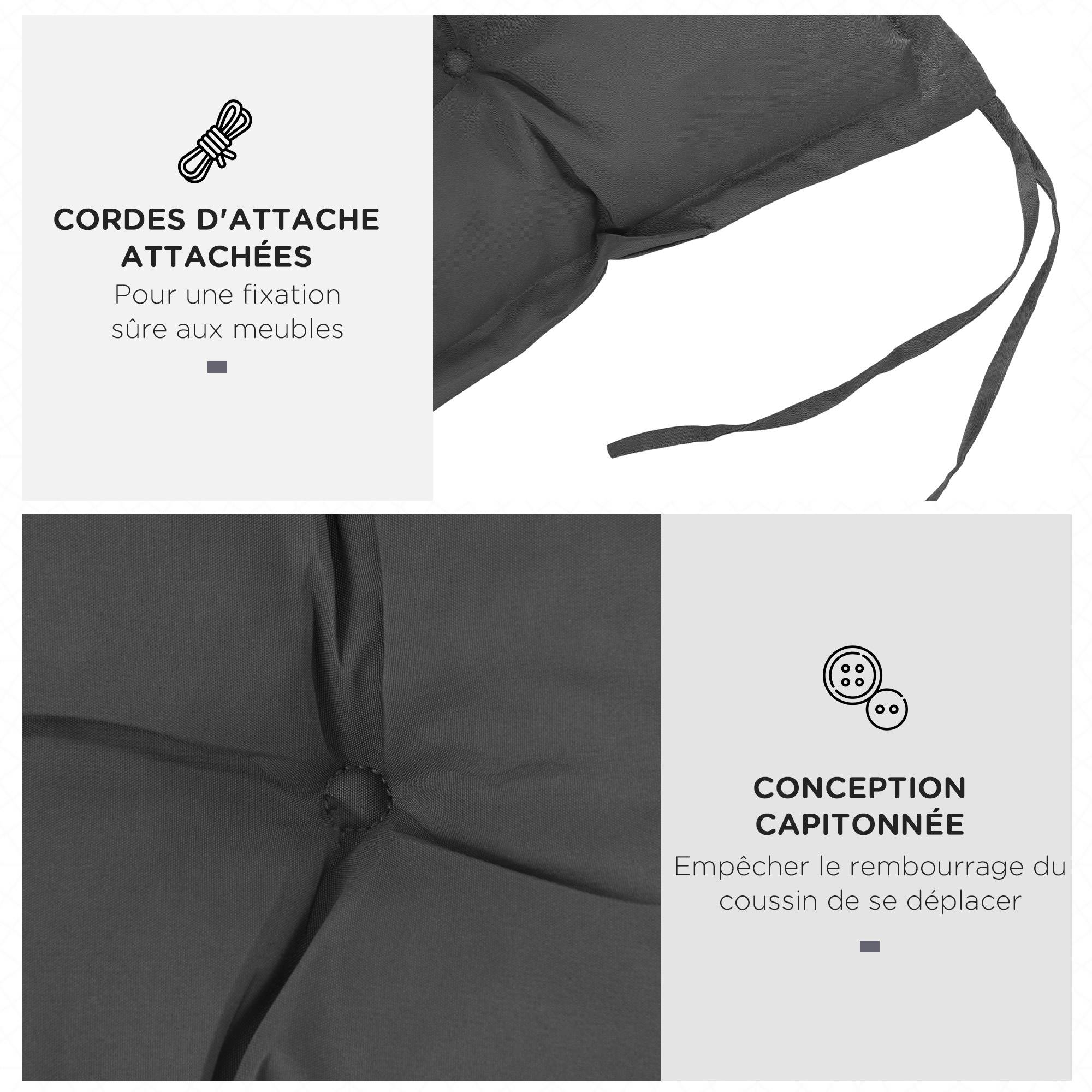 Outsunny - Coussin de banc de jardin 100x40cm rembourrage épais doux intérieur/extérieur gris foncé - Outsunny - Image 5