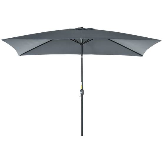 Parasol inclinable rectangulaire aluminium polyester haute densité 3 x 2 m gris foncé - Image 2