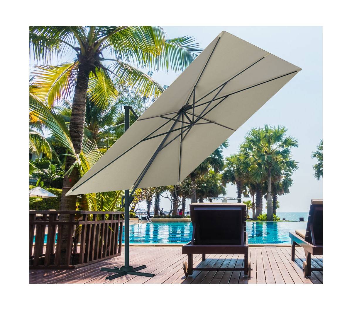 Parasol déporté 4x3m - Lin en Aluminium - LUXEKING - Image 2