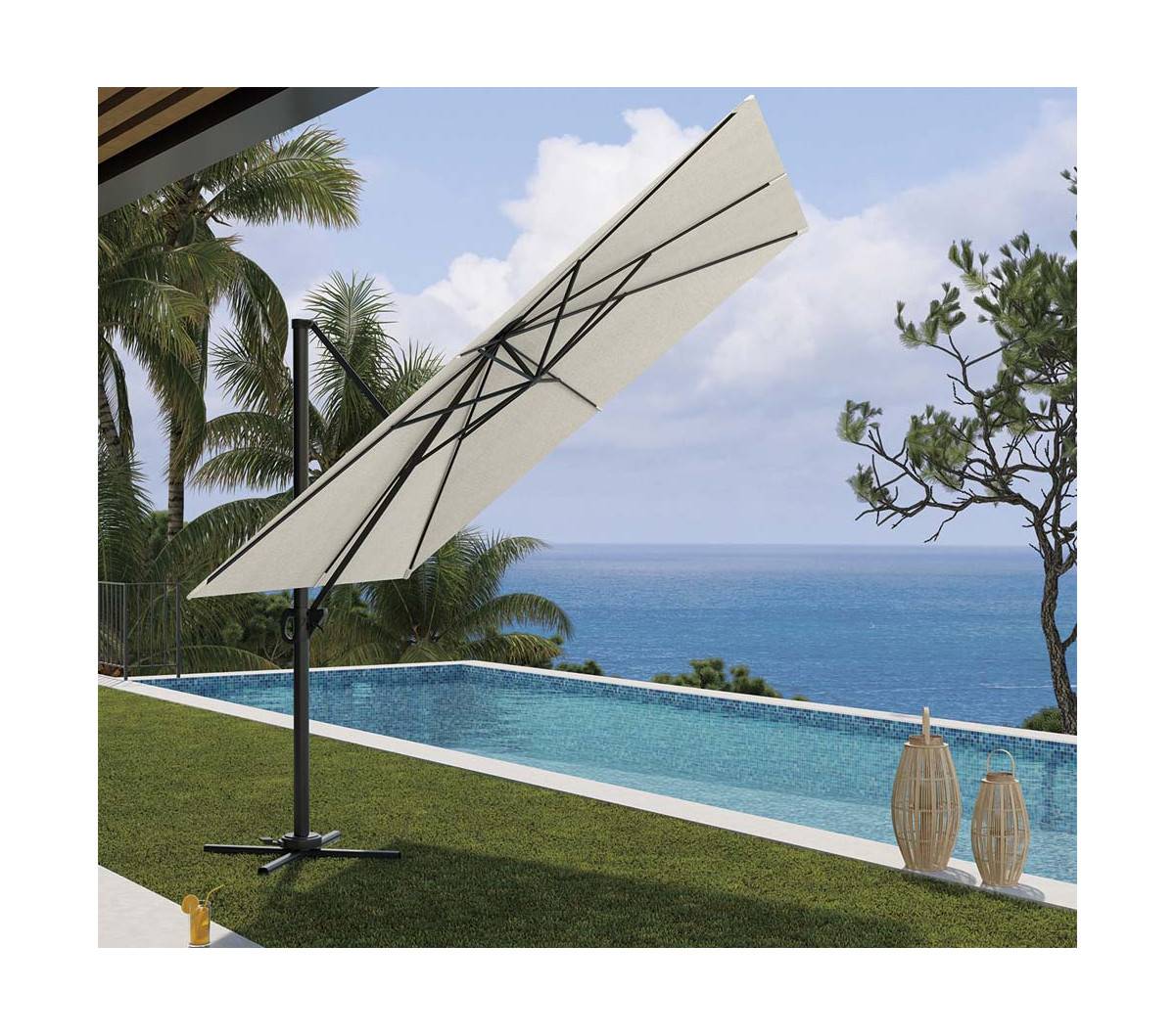 Parasol déporté 4x3m - Lin en Aluminium - LUXEKING - Image 4