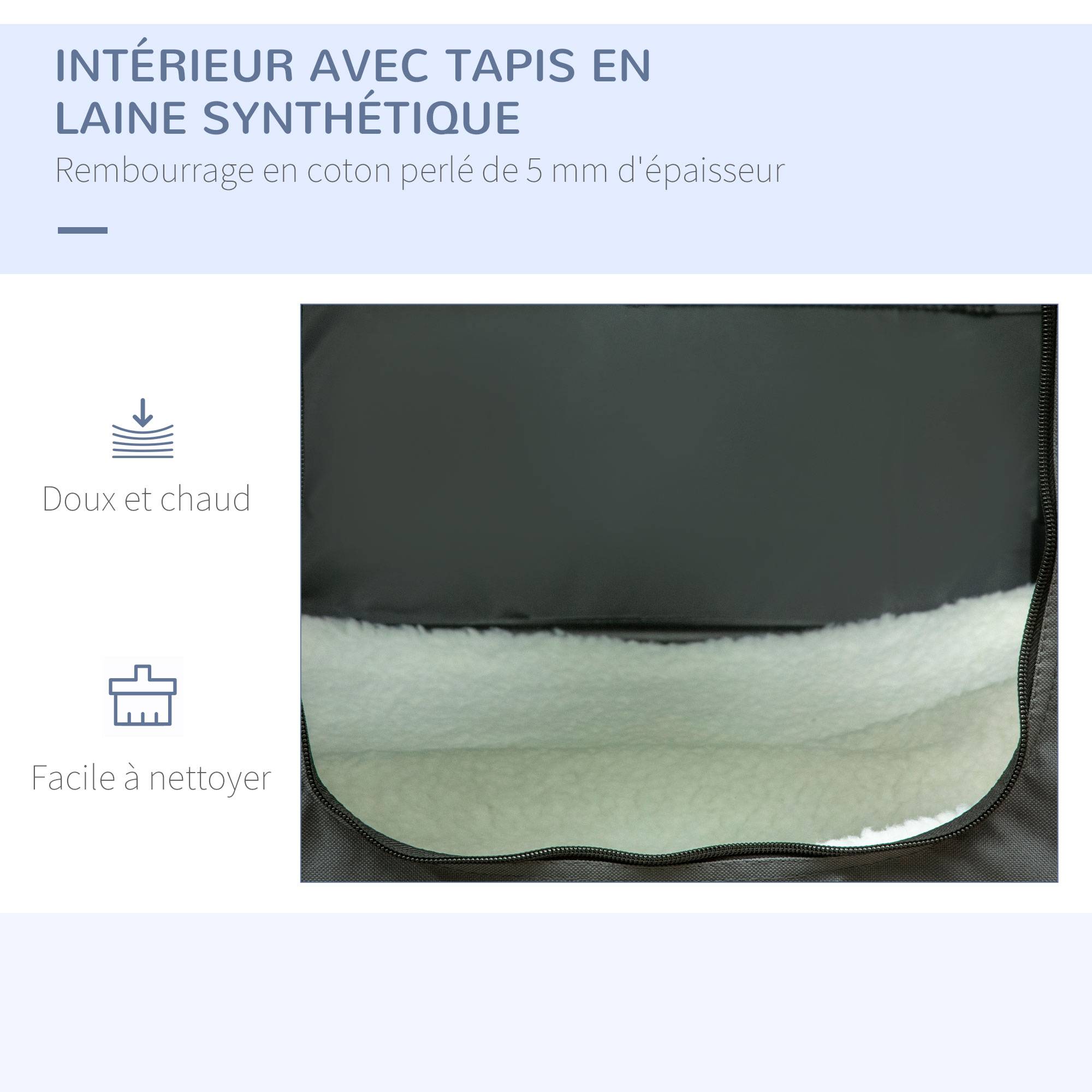 Sac de transport pliable tissu gris noir 60 x 42 x 42 cm - PANGIVO - Image 7