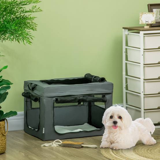 Sac de transport pliable tissu gris noir 60 x 42 x 42 cm - PANGIVO - Image 3
