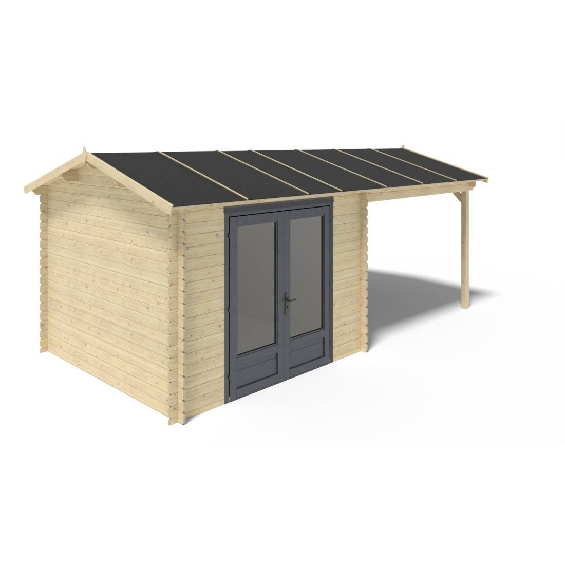 Altanka - Abri de jardin en bois - 17.4m2 - 5.79x3m - Ep. 28mm - Couleur: naturel - DOM640 - ALTANKA - Image 6