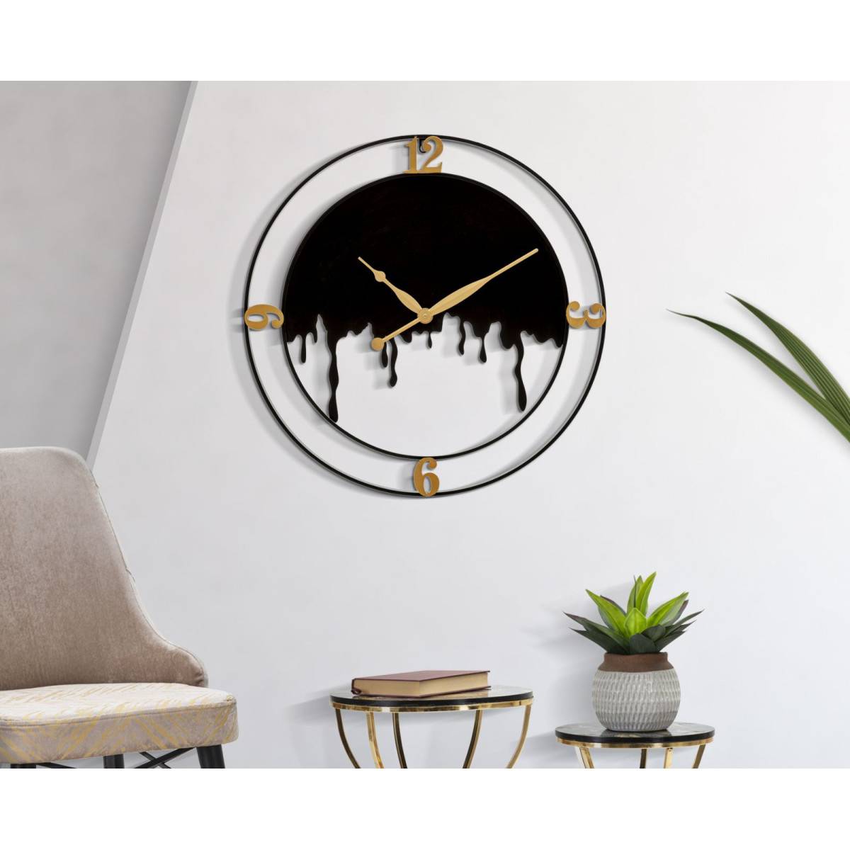Horloge Murale en Métal "Splash" 66cm Noir - Image 5