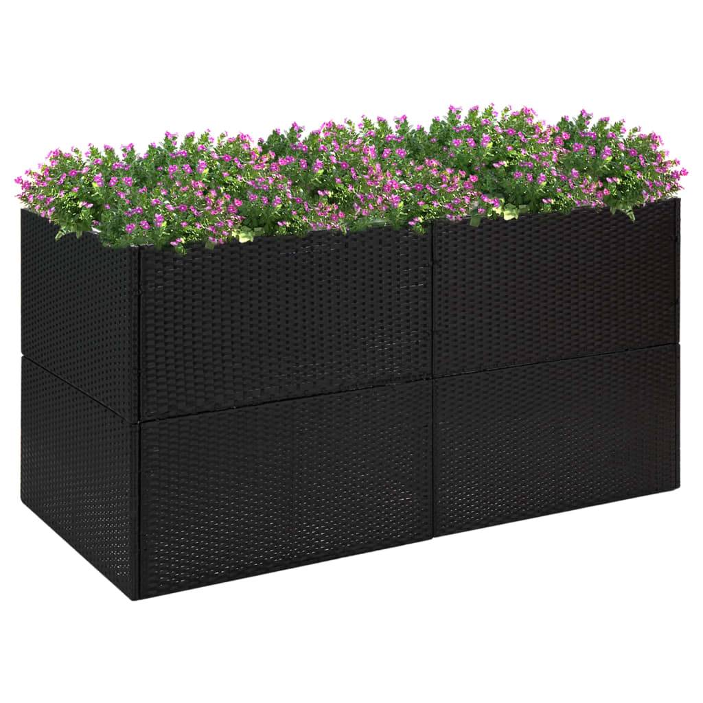 Jardinière - Pot De Fleurs - Bac à Fleurs Noir 157x80x80 cm Résine tressée - Image 2