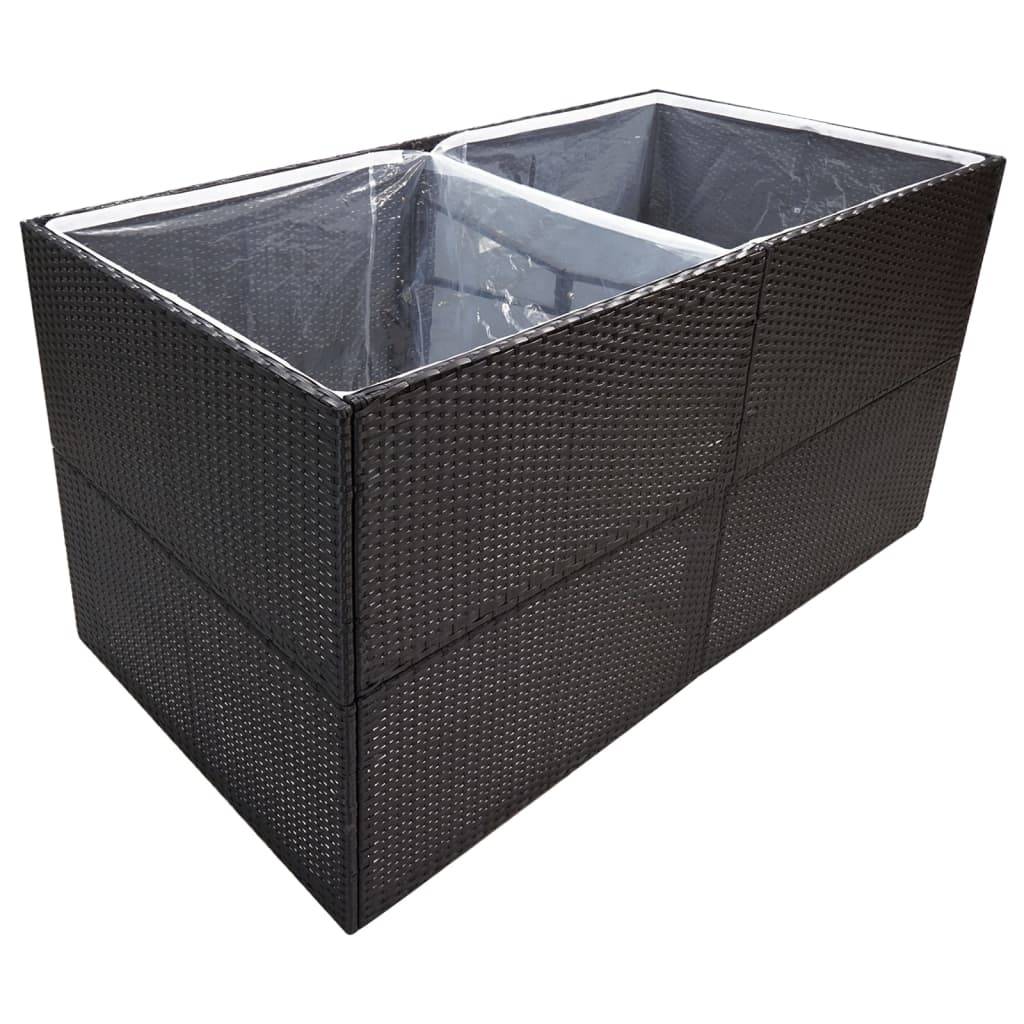 Jardinière - Pot De Fleurs - Bac à Fleurs Noir 157x80x80 cm Résine tressée - Image 3