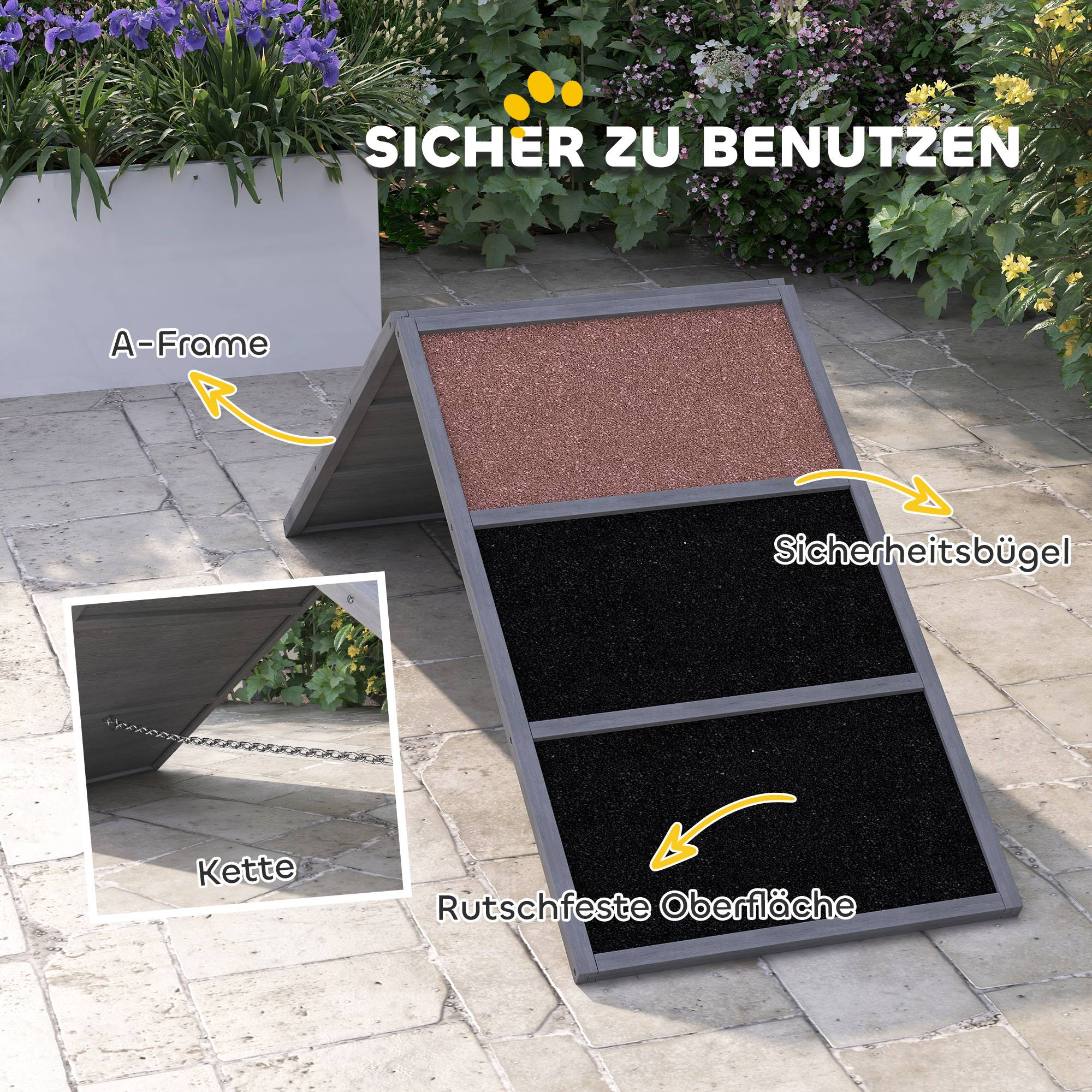 ComfortXL - Rampe agilité chien structure robuste gris 173 x 59 x 66 cm réglable et antidérapante - ComfortXL Outdoor Living - Image 7