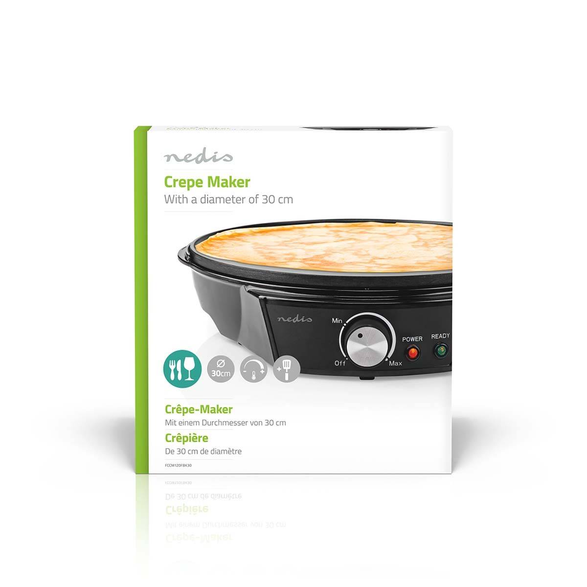 Crêpière électrique 1200W Ø30 cm Machine à crêpes Métal revêtement anti-adhésif NEDIS - Image 3