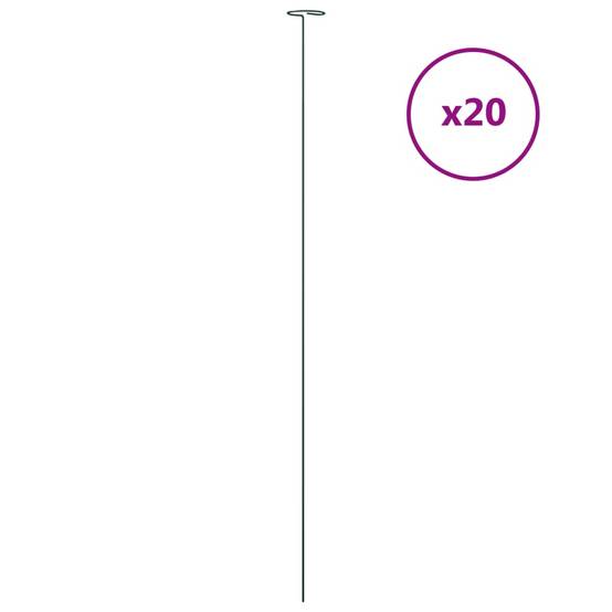 20 pcs Piquets de Fixation - Piquets de sol pour plantes de jardin vert foncé 91 cm acier - Image 1