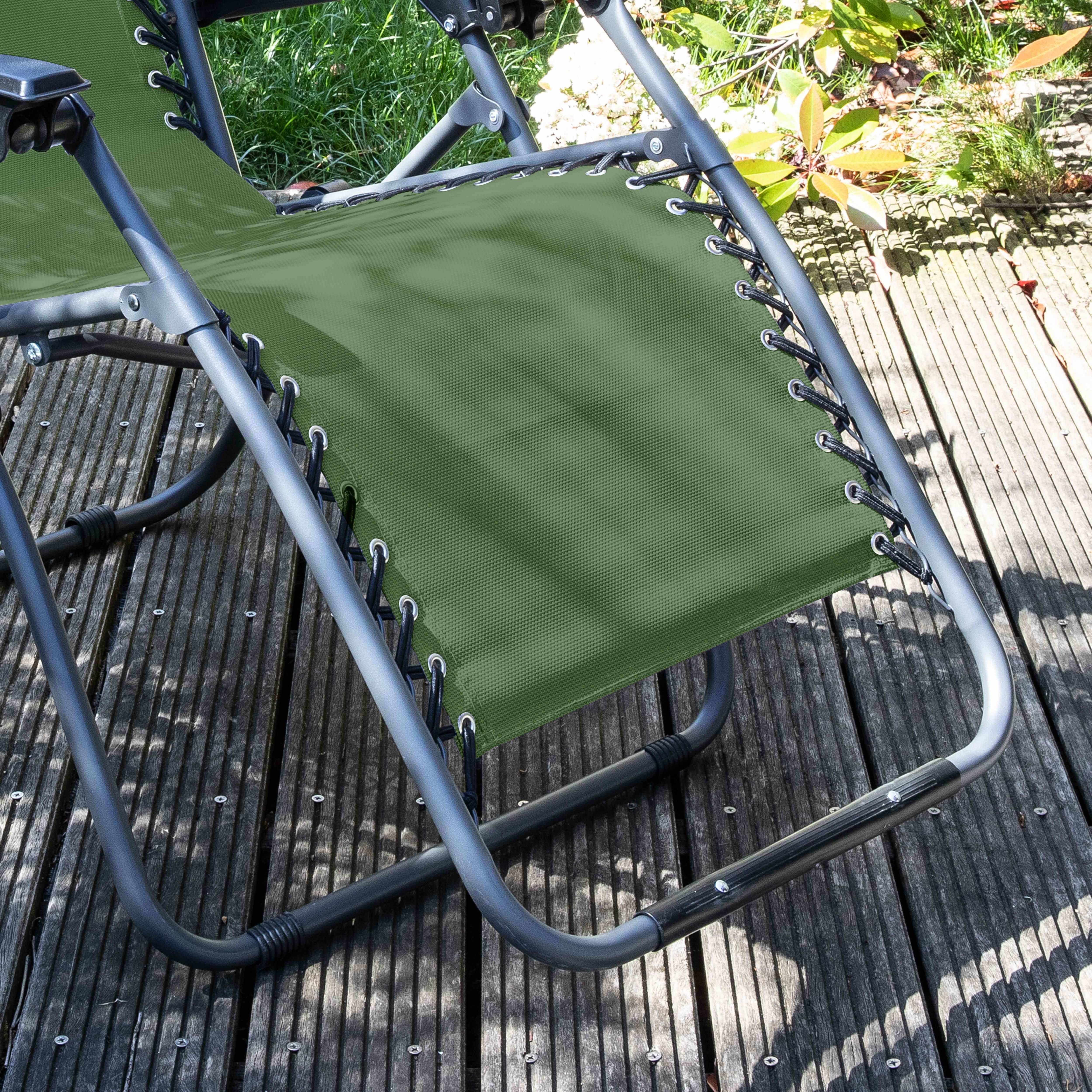 Oviala - Lot de 2 fauteuils lounge inclinable en acier vert Monaco - Oviala - Image 4