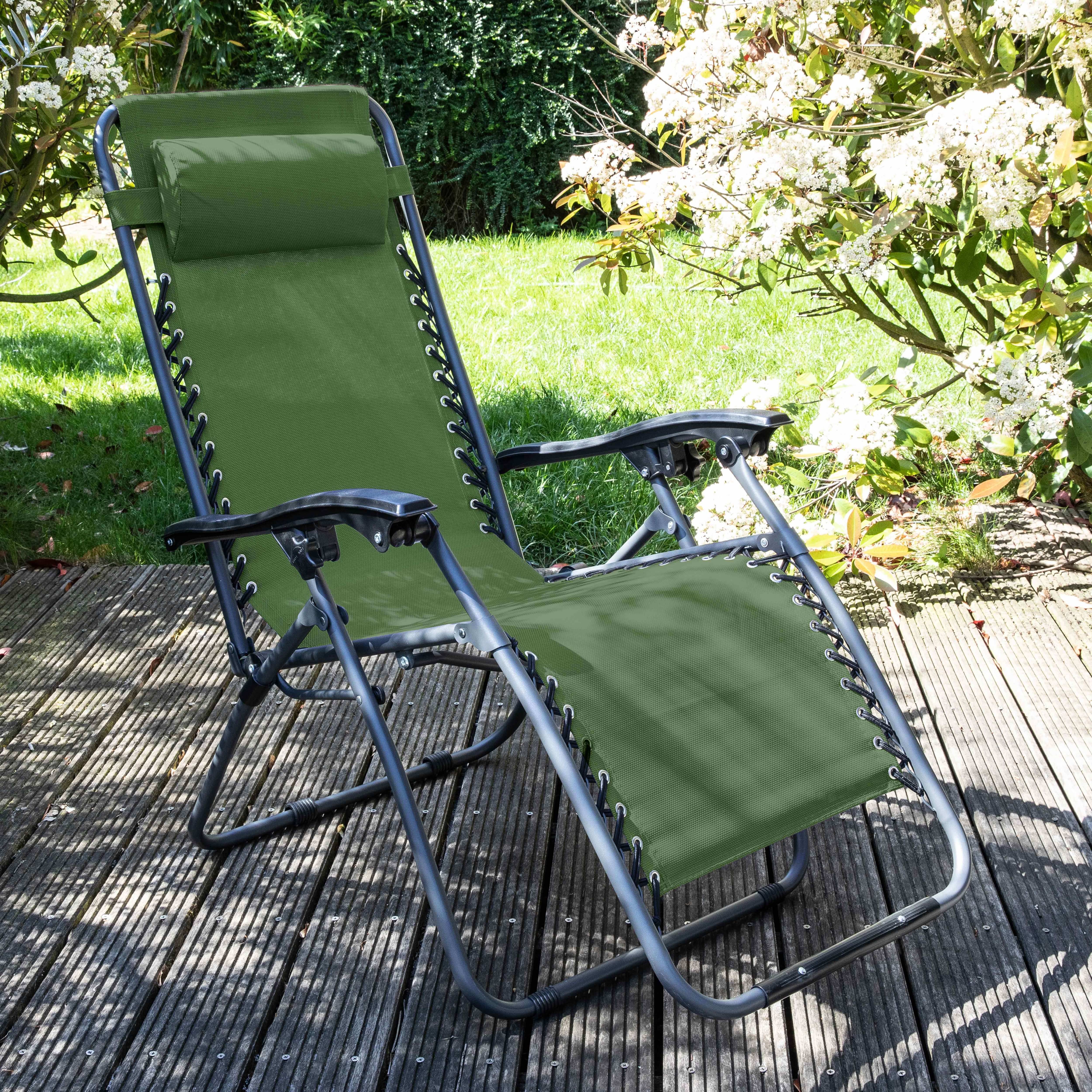 Oviala - Lot de 2 fauteuils lounge inclinable en acier vert Monaco - Oviala - Image 6