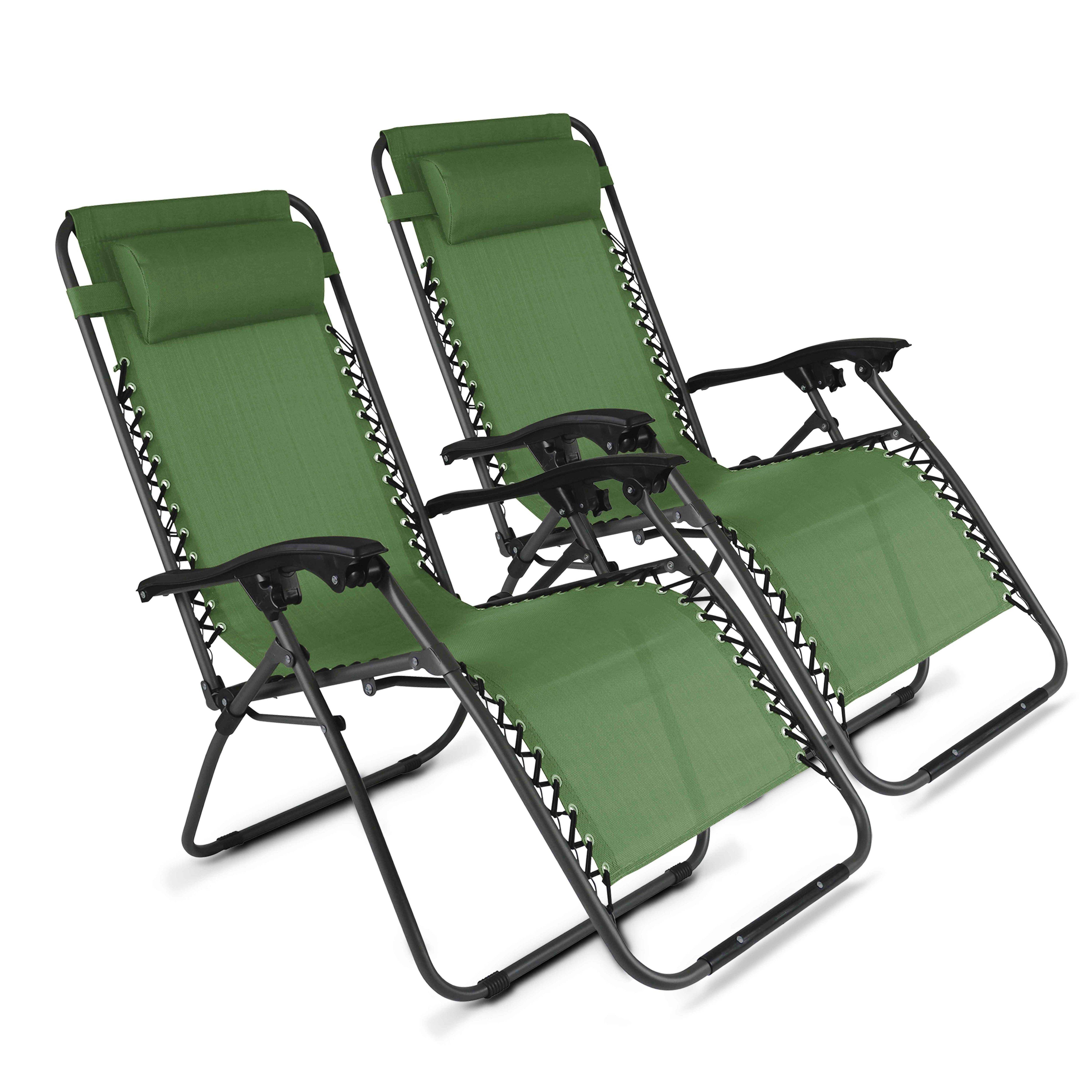 Oviala - Lot de 2 fauteuils lounge inclinable en acier vert Monaco - Oviala - Image 1