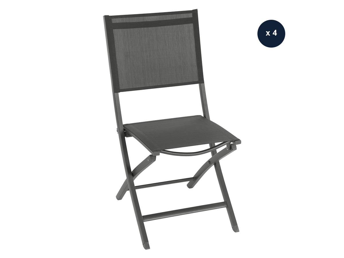 Hesperide - Lot de 4 chaises de jardin en aluminium pliables anthracite/graphite Essentia - Hespéride - Image 1