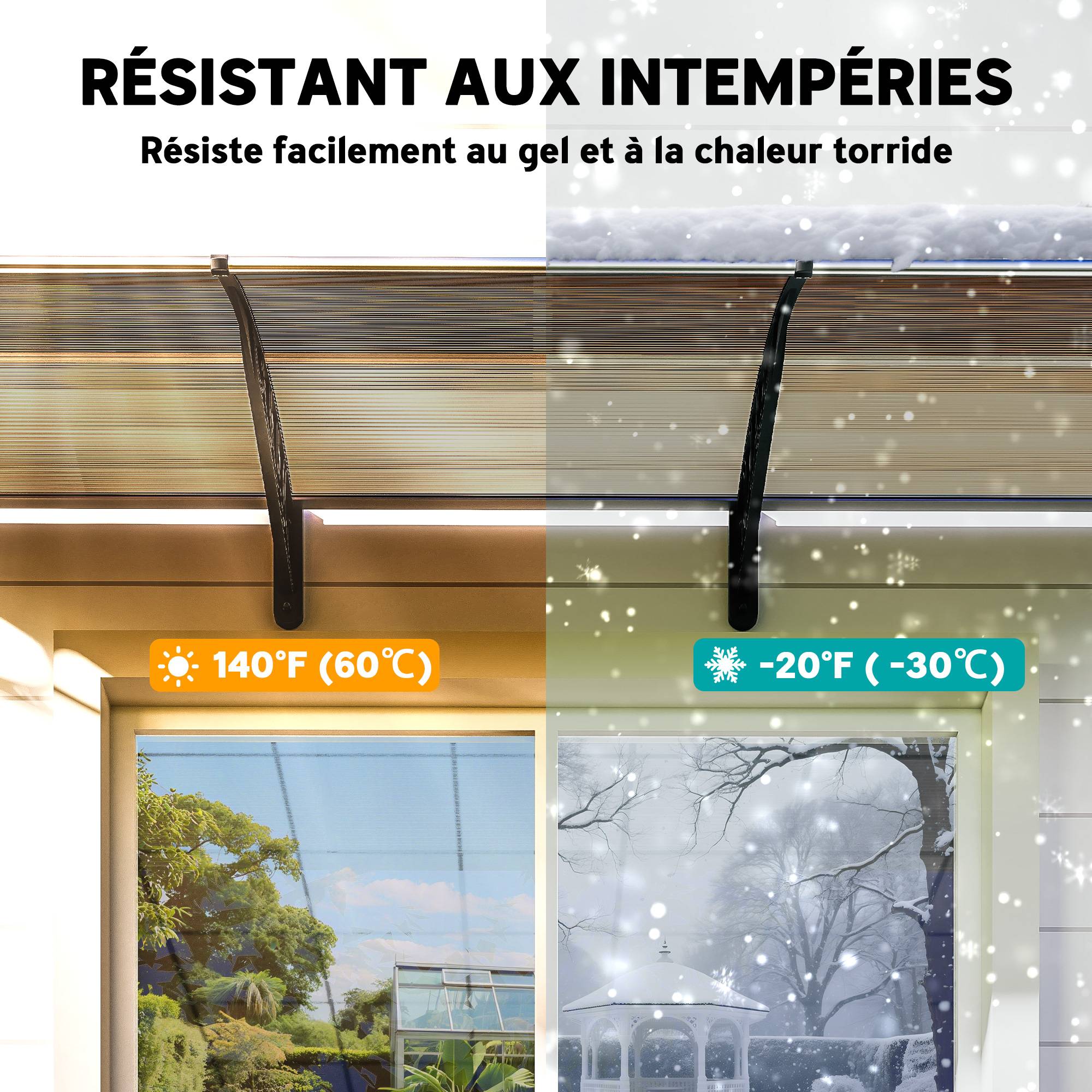 Auvent de porte toit marquise en polycarbonate auvent de porte d'entrée bord en aluminium contre la pluie et UV - Image 8