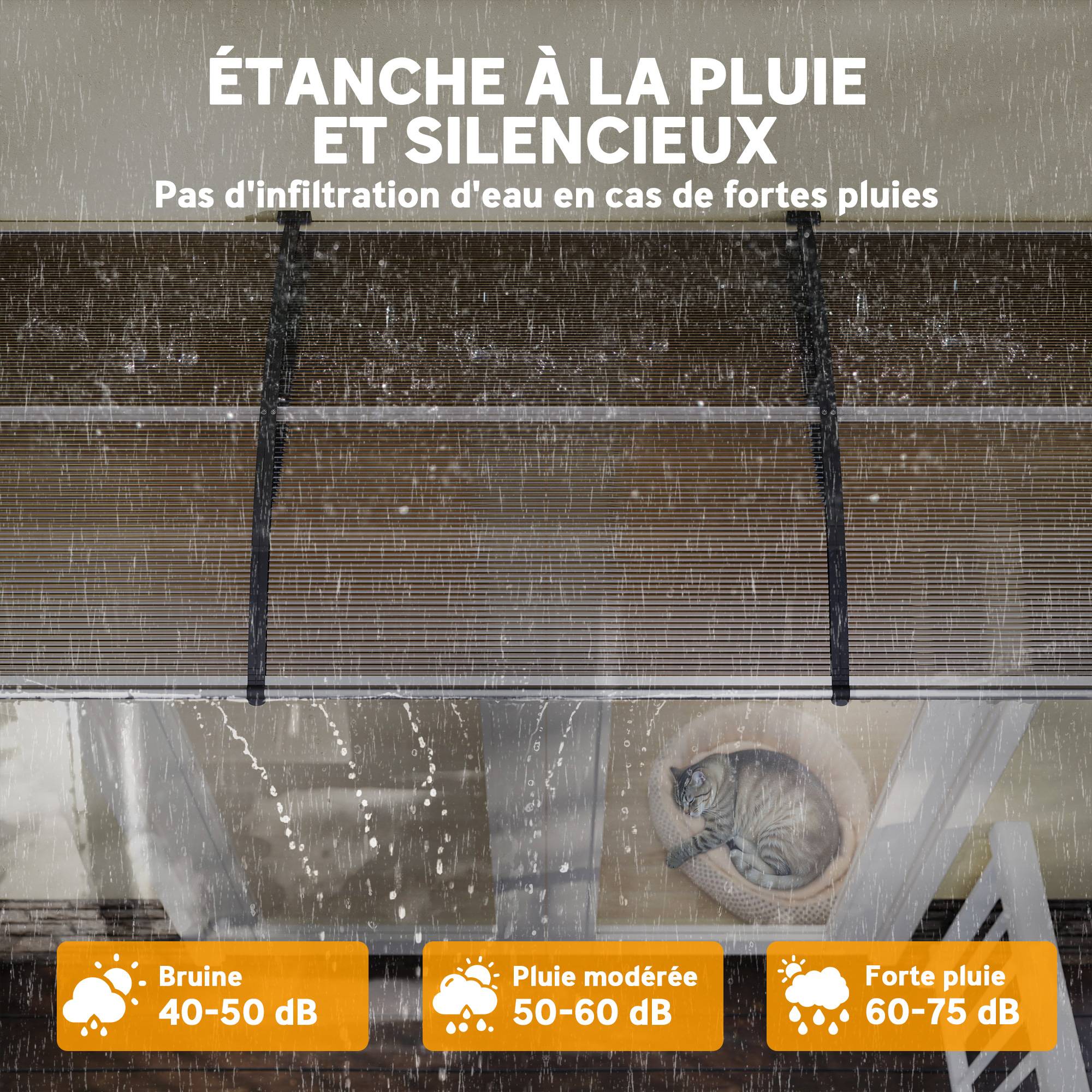 Auvent de porte toit marquise en polycarbonate auvent de porte d'entrée bord en aluminium contre la pluie et UV - Image 7