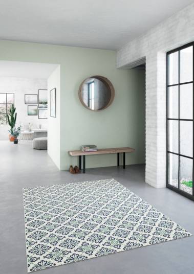 Decoweb - Tapis d'extérieur et intérieur - Louisette - Bleu et vert - 200 x 290 cm - Decoweb - Image 3