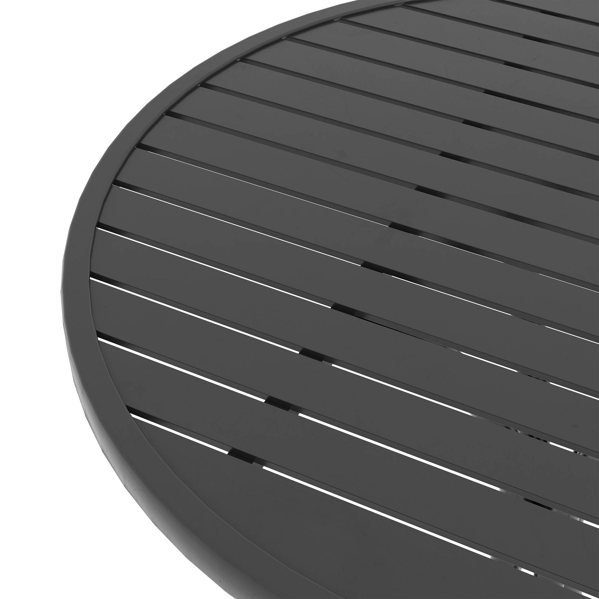 Table de jardin ronde Ø66cm, table d'exterieur en acier galvanisé avec plateau à lattes pour terrasse, balcon, noir - Image 8