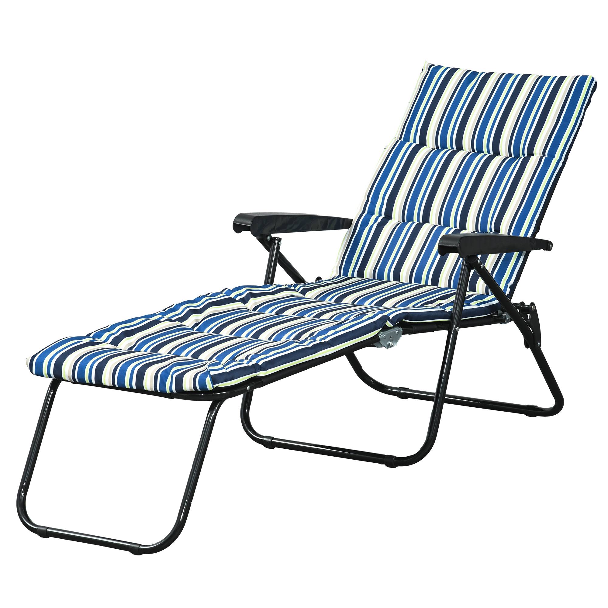 Bain de soleil pliable transat inclinable 6 positions confort - 153x58x89cm Acier Multicolore fr111 - Image 1