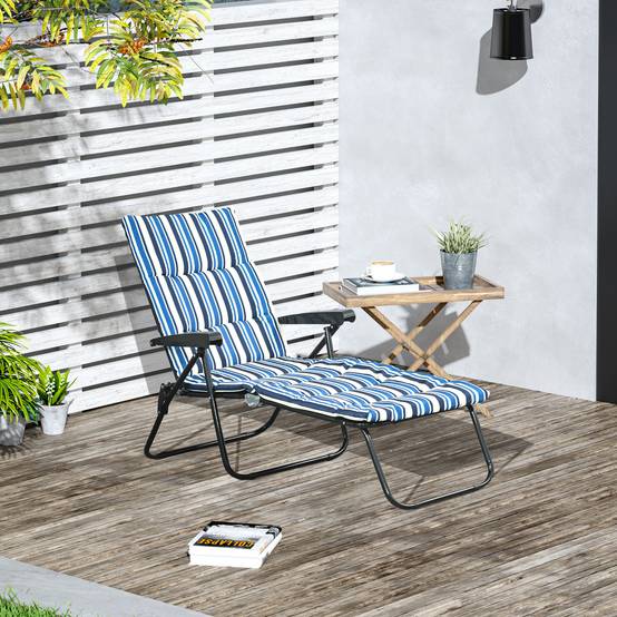 Bain de soleil pliable transat inclinable 6 positions confort - 153x58x89cm Acier Multicolore fr111 - Image 4