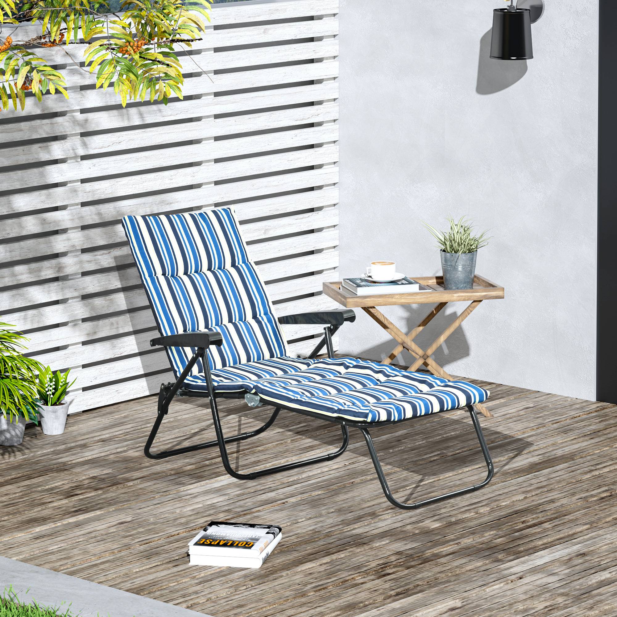 Bain de soleil pliable transat inclinable 6 positions confort - 153x58x89cm Acier Multicolore fr111 - Image 4