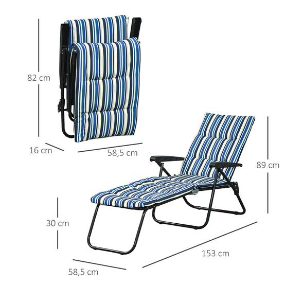 Bain de soleil pliable transat inclinable 6 positions confort - 153x58x89cm Acier Multicolore fr111 - Image 5