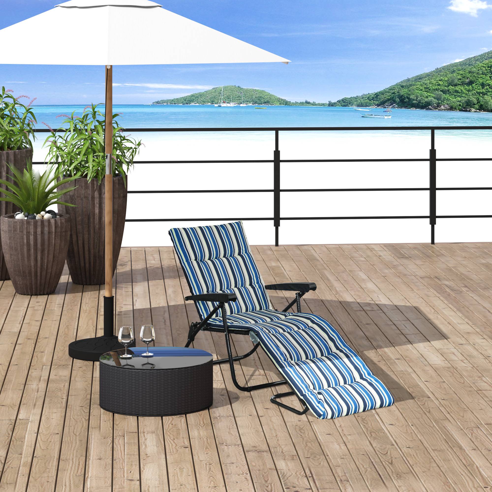 Bain de soleil pliable transat inclinable 6 positions confort - 153x58x89cm Acier Multicolore fr111 - Image 3