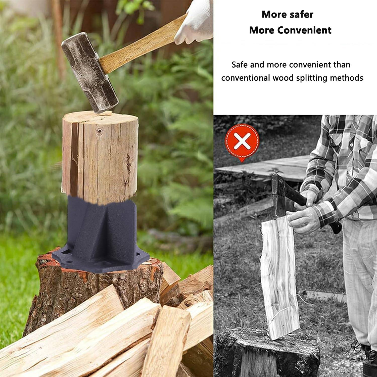 Fendeuse à bois, fendeuse de bûches, outil de fendage de bois de chauffage portable pour la maison, le jardin et le camping, 4 x 2,7 pouces-Lytech - Image 4