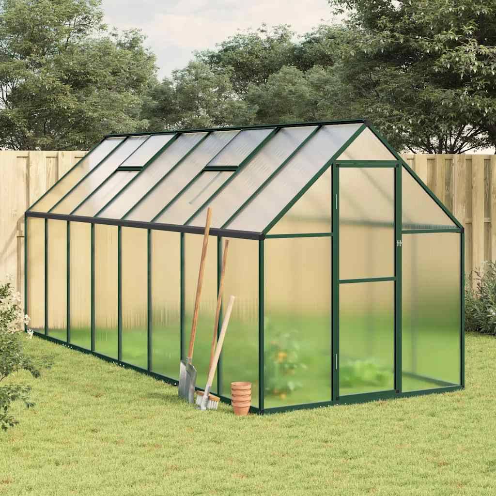 Serre Jardin Aluminium Polycarbonate Hivernage 445x169cm 7,5m² Vert - ComfortXL Outdoor Living - Image 1