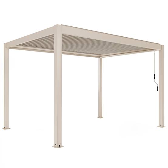 Oviala - Pergola bioclimatique autoportée 3x4m et 2 stores bois crème Athenes - Oviala - Image 6
