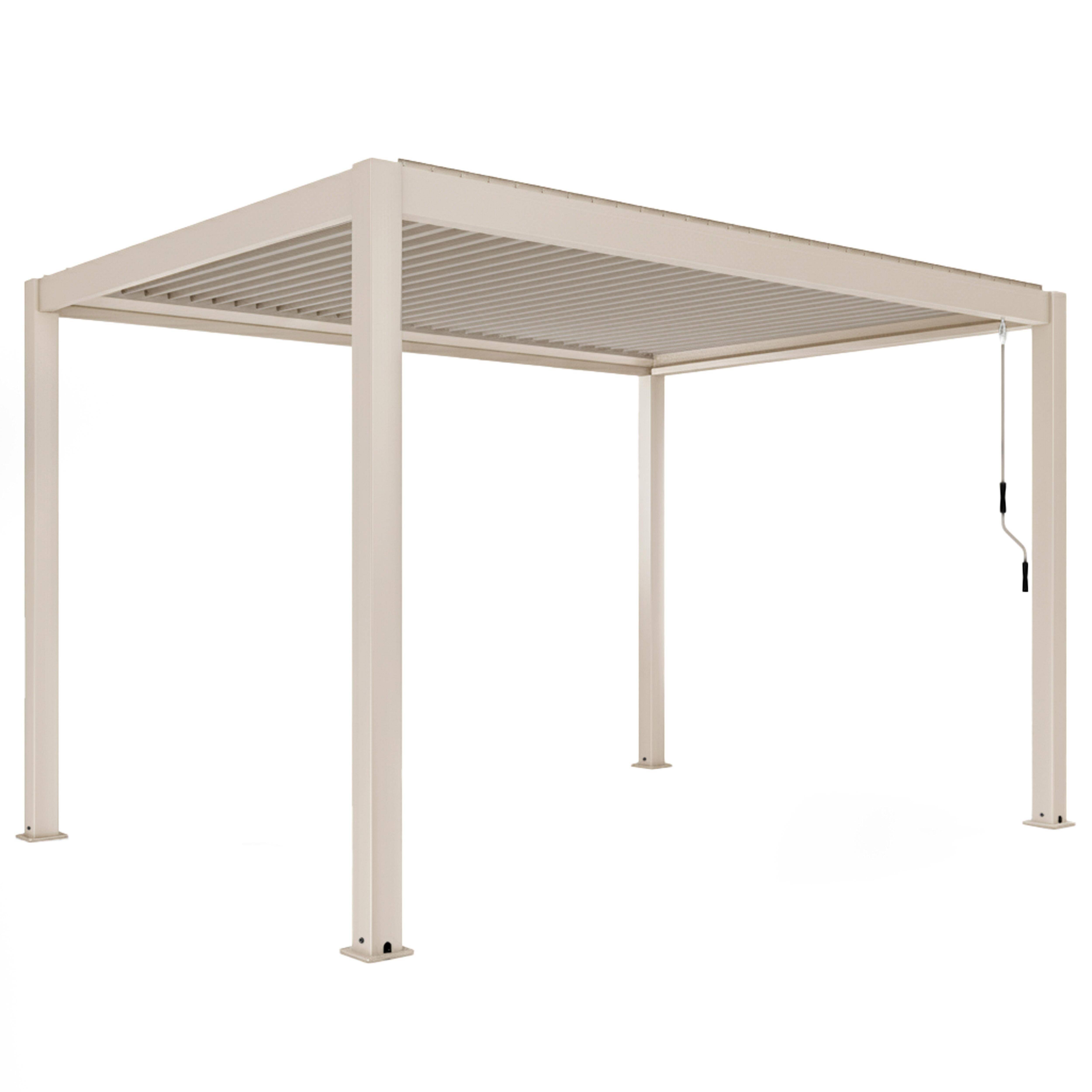 Oviala - Pergola bioclimatique autoportée 3x4m et 2 stores bois crème Athenes - Oviala - Image 6