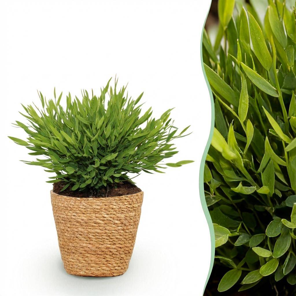 Bamusa Pogonatherum Monica - Pet-friendly - Bambou miniature - Pot de 12cm - Hauteur 20cm - 1 plante - Panier - Plantes d'intérieur