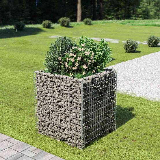 Jardinière | Lit surélevé à gabion Acier galvanisé 90x90x100 cm - Image 2